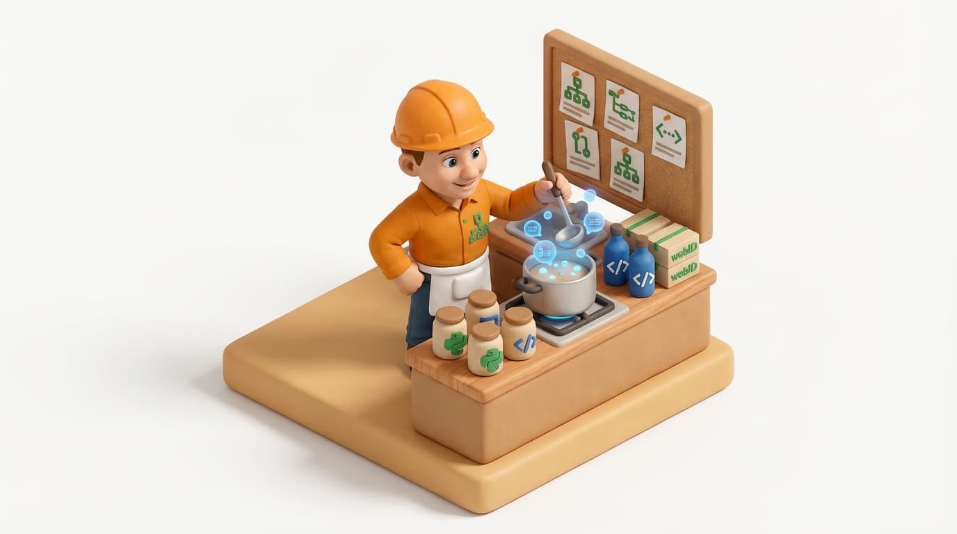 Chef kitchen with recipe cards for PI Web API coding patterns