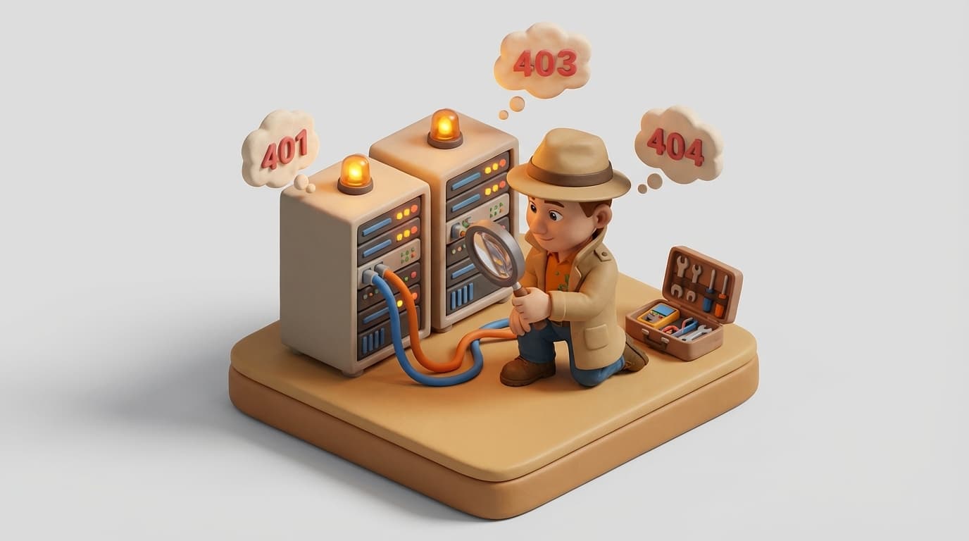 Detective investigating server room errors with diagnostic tools